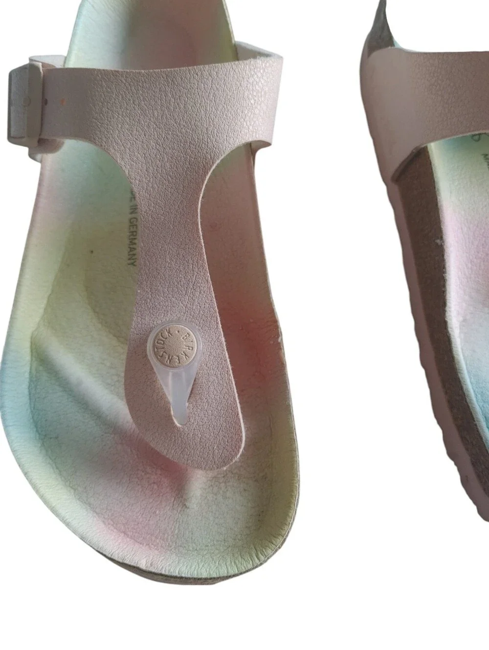Girls BIRKENSTOCK Rose Rainbow Cotton Candy Gizeh Vegan Nubuck Sandals
